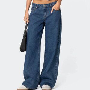 Edikted dark wash low rise jeans size small
